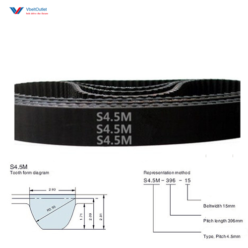 D&D PowerDrive 150-S4.5M-239 Timing Belt - S4.5M Cross Section, 239mm Length Rubber Belt