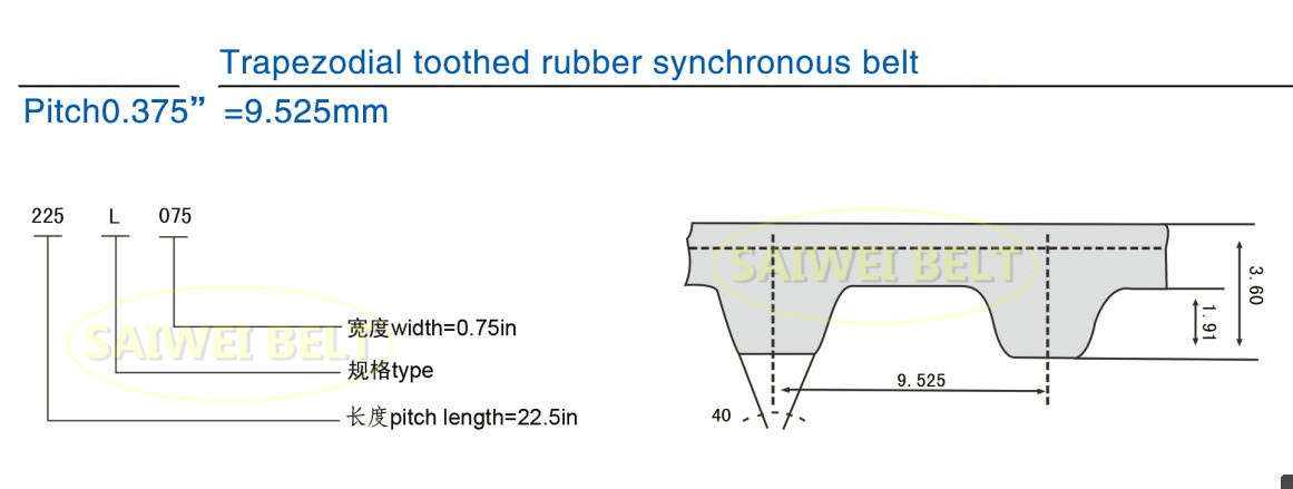 0.5 Width Rubber 91 Teeth 0.375 Pitch BESTORQ 341-L-050 L Timing Belt 34.1 Outside Circumference 
